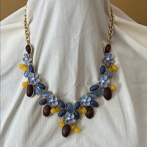 Talbots Blue, Yellow, and Brown Floral Necklace